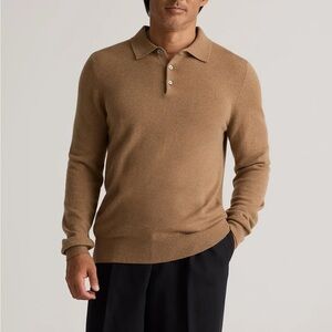 Quince Teak Mongolian Cashmere Polo Sweater